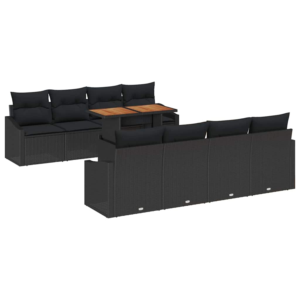 Garten Essgruppe mit Kissen 9 pcs Schwarz und Braun