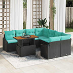 Garten Essgruppe mit Kissen 9 pcs Schwarz und Teal