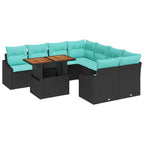 Garten Essgruppe mit Kissen 9 pcs Schwarz und Teal