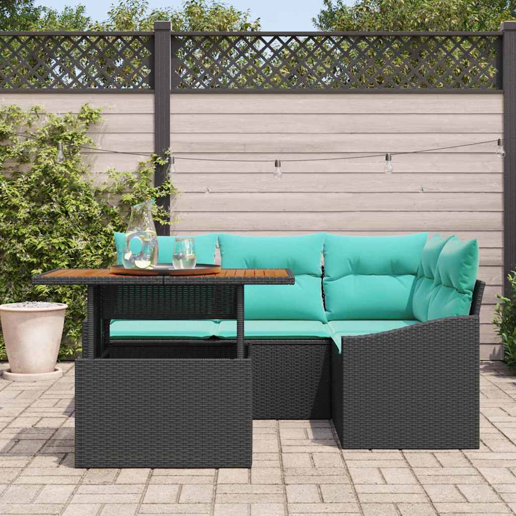 Garten Essgruppe mit Kissen 5 pcs Schwarz und Teal