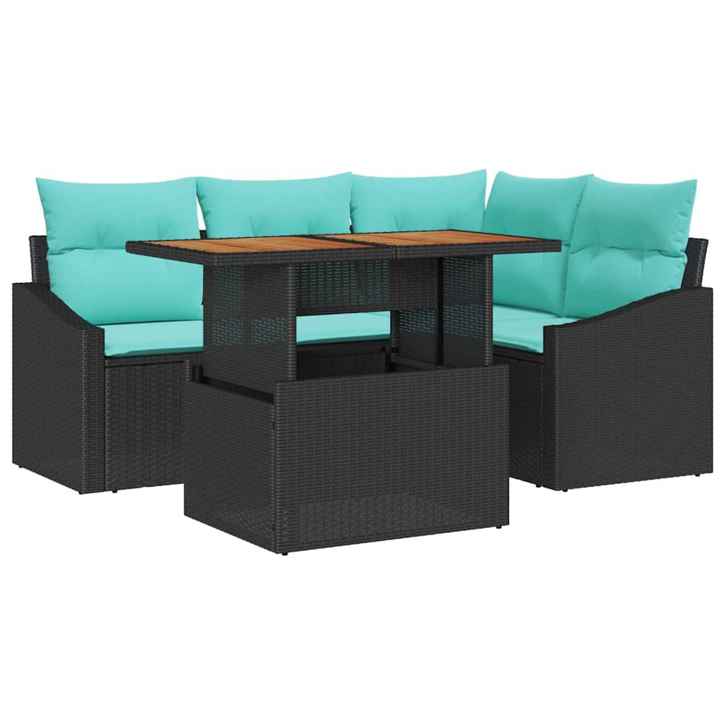 Garten Essgruppe mit Kissen 5 pcs Schwarz und Teal