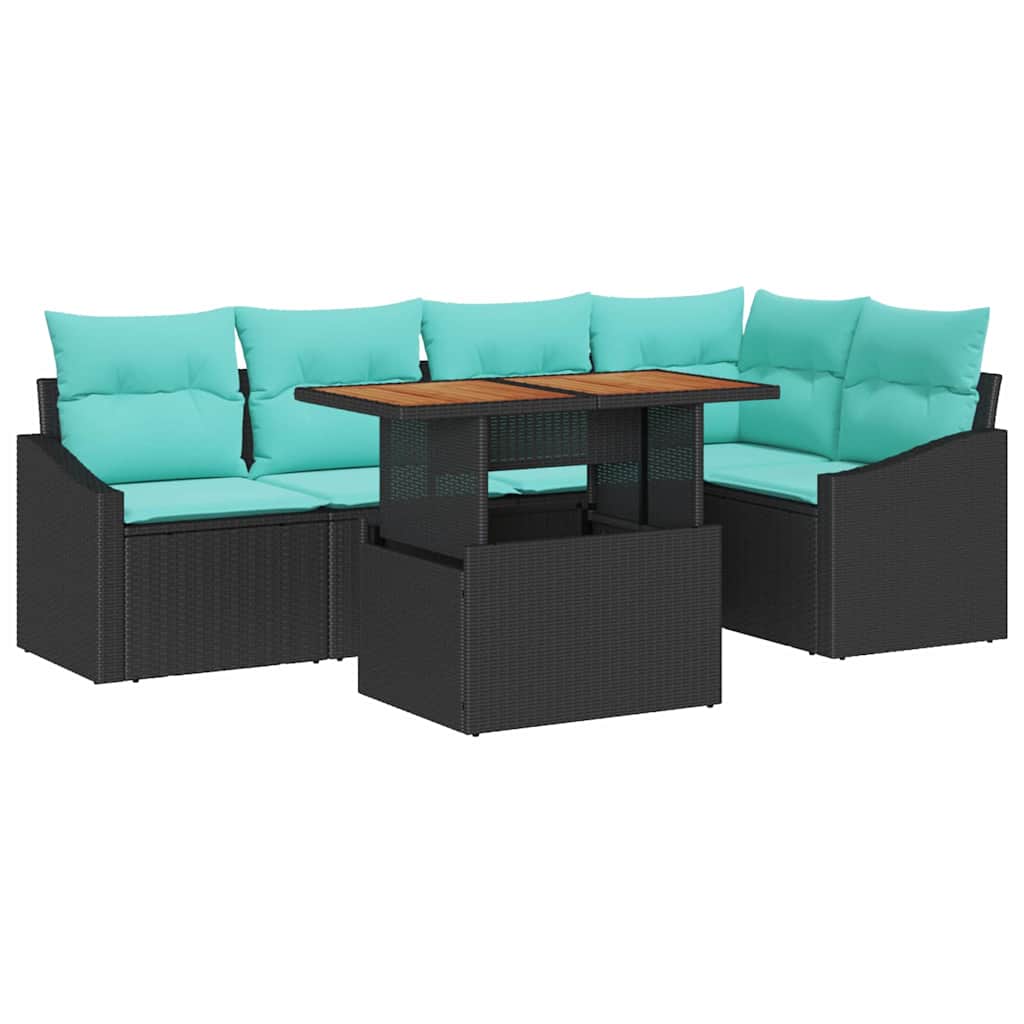 Garten Essgruppe mit Kissen 6 pcs Schwarz und Teal