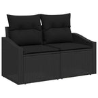 Garten-Sofa-Set mit Kissen mit Kissen 9 pcs Schwarz und Braun