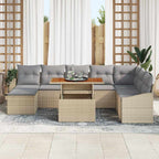 Garten Essgruppe mit Kissen 9 pcs Beige und Grau