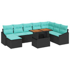 Garten Essgruppe mit Kissen 9 pcs Schwarz und Teal
