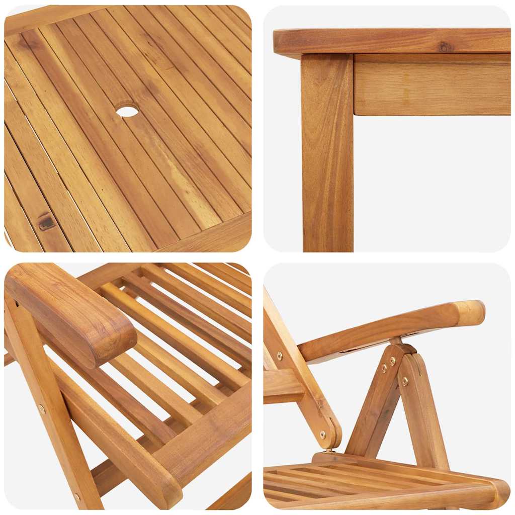Garten Essgruppe Faltbar 7 pcs Braun Massivholz Akazie
