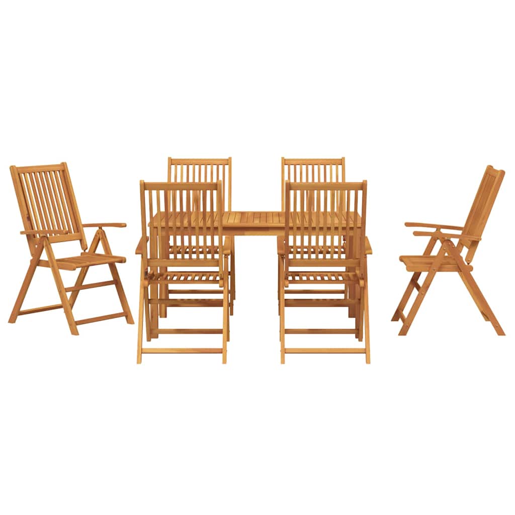 Garten Essgruppe Faltbar 7 pcs Braun Massivholz Akazie