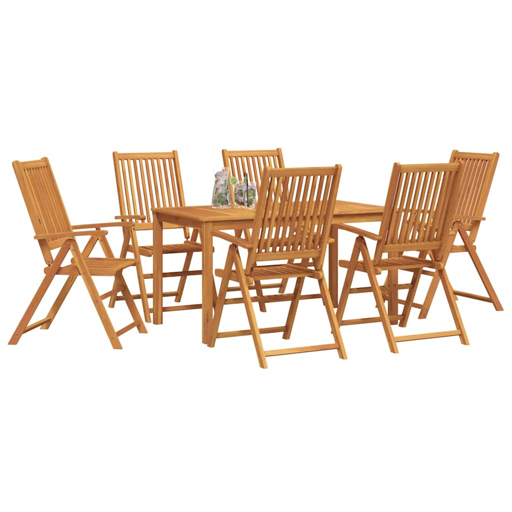 Garten Essgruppe Faltbar 7 pcs Braun Massivholz Akazie