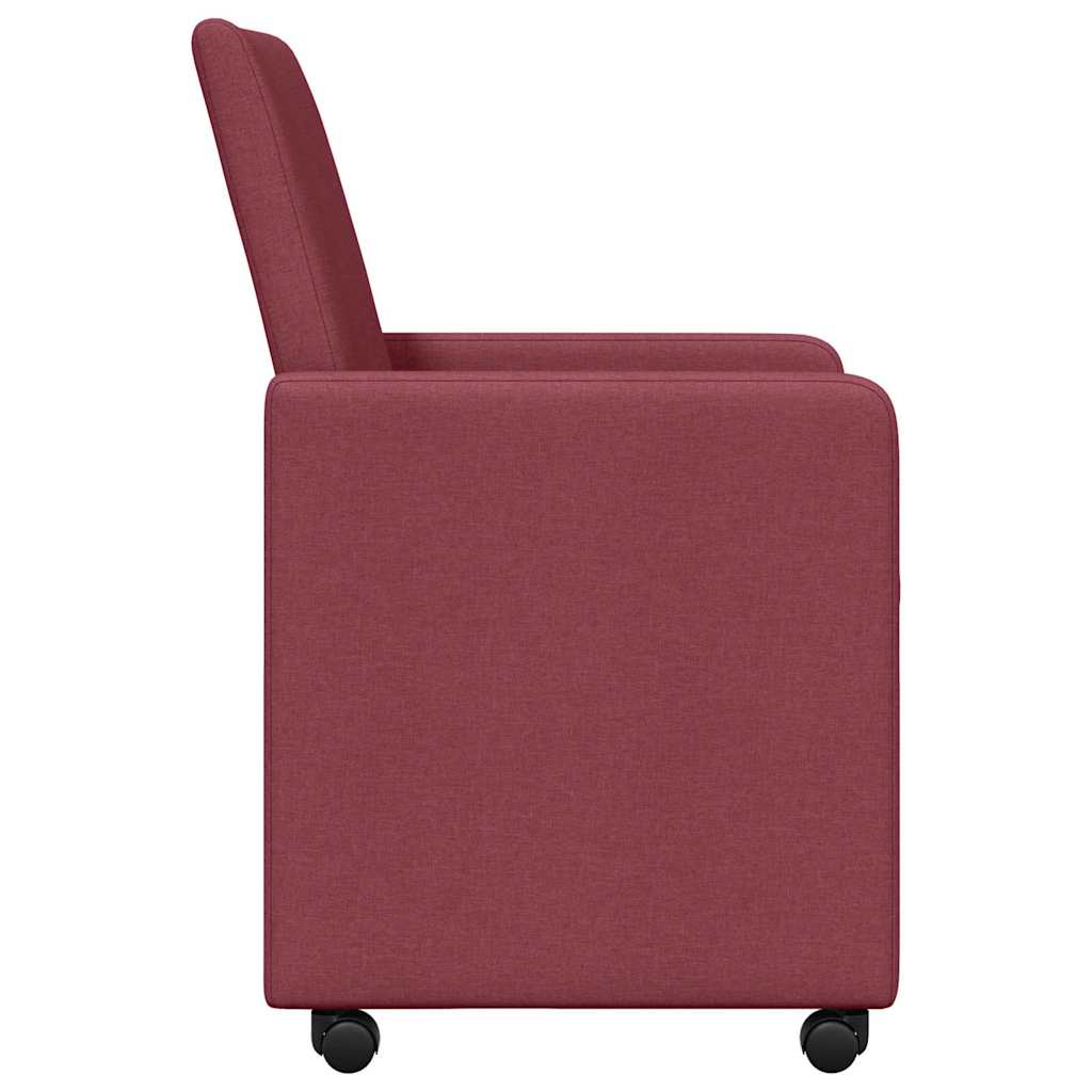 Esszimmerstühle mit Rollen 2 pcs Weinrot 57 x 66 x 94 cm Stoff