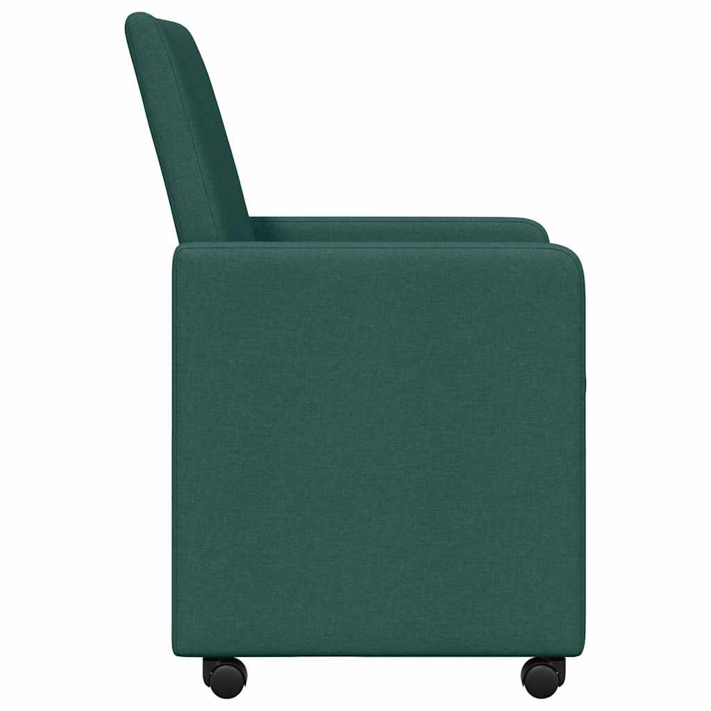 Esszimmerstühle mit Rollen 2 pcs Dunkelgrün 57 x 66 x 94 cm