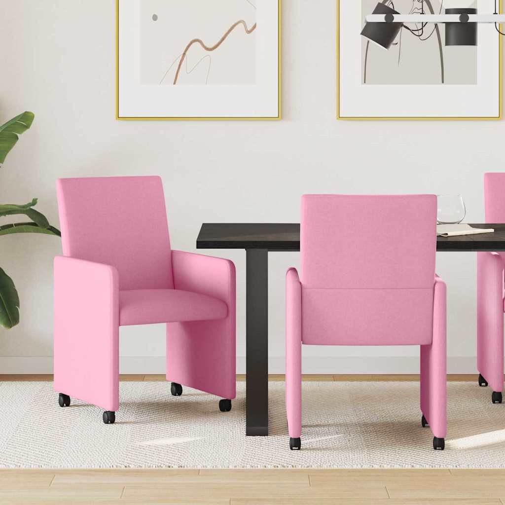 Esszimmerstühle mit Rollen 2 pcs Rosa 57 x 66 x 94 cm Stoff