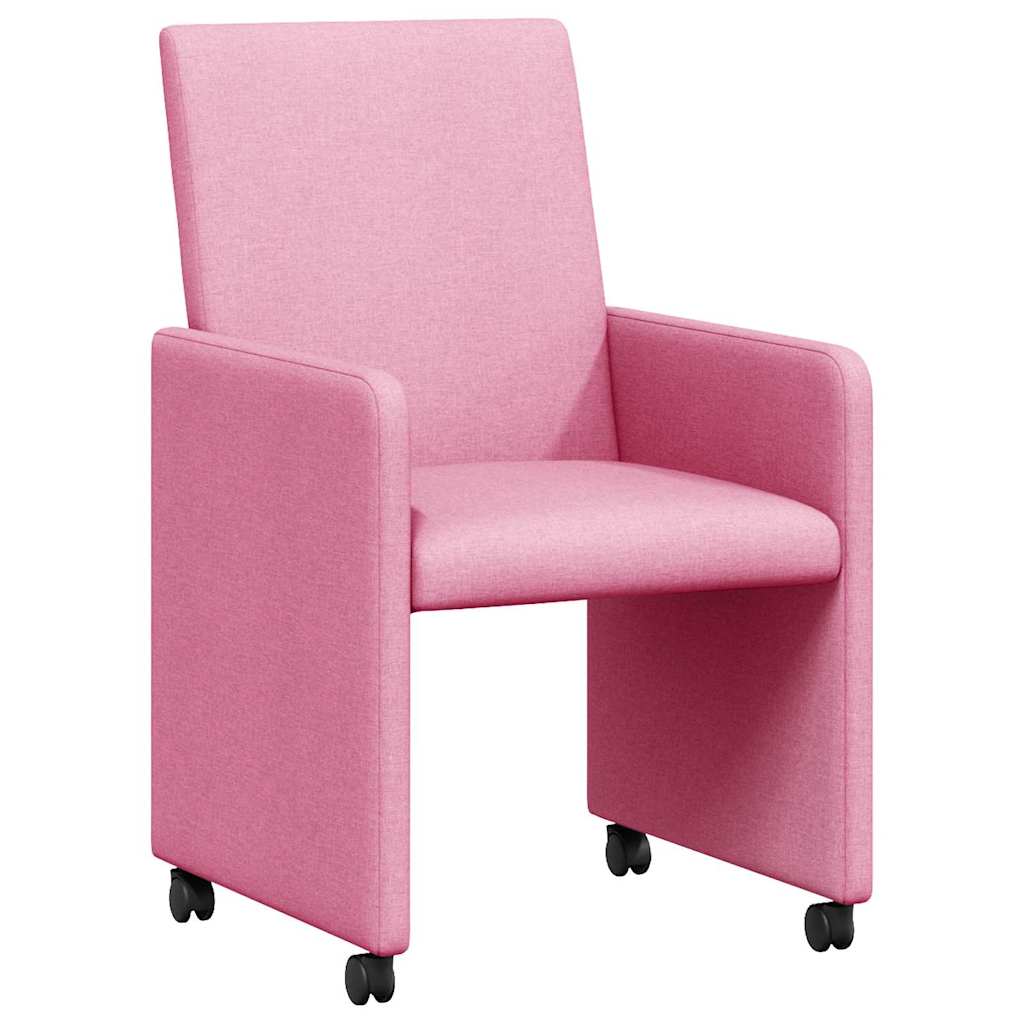 Esszimmerstühle mit Rollen 2 pcs Rosa 57 x 66 x 94 cm Stoff