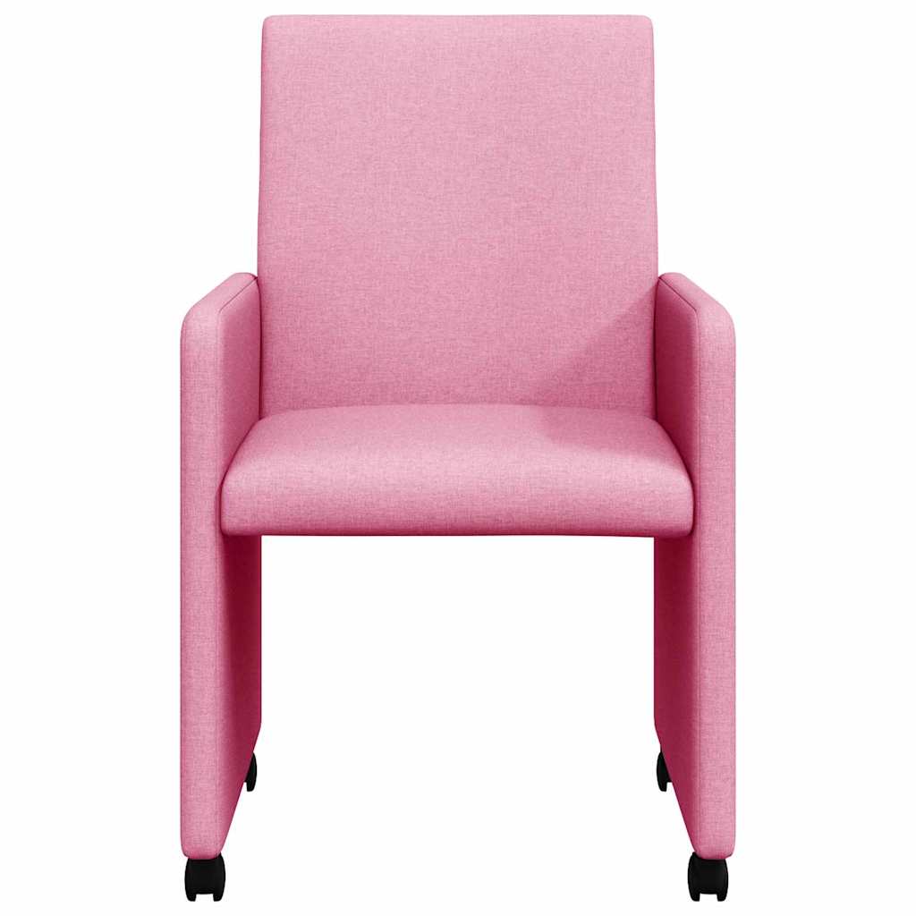 Esszimmerstühle mit Rollen 2 pcs Rosa 57 x 66 x 94 cm Stoff