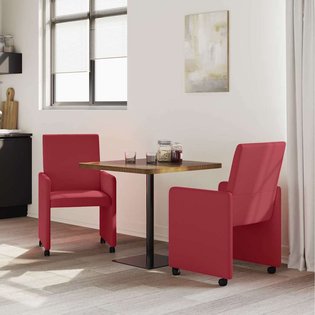 Esszimmerstühle mit Rollen 2 pcs Weinrot 57 x 66 x 94 cm