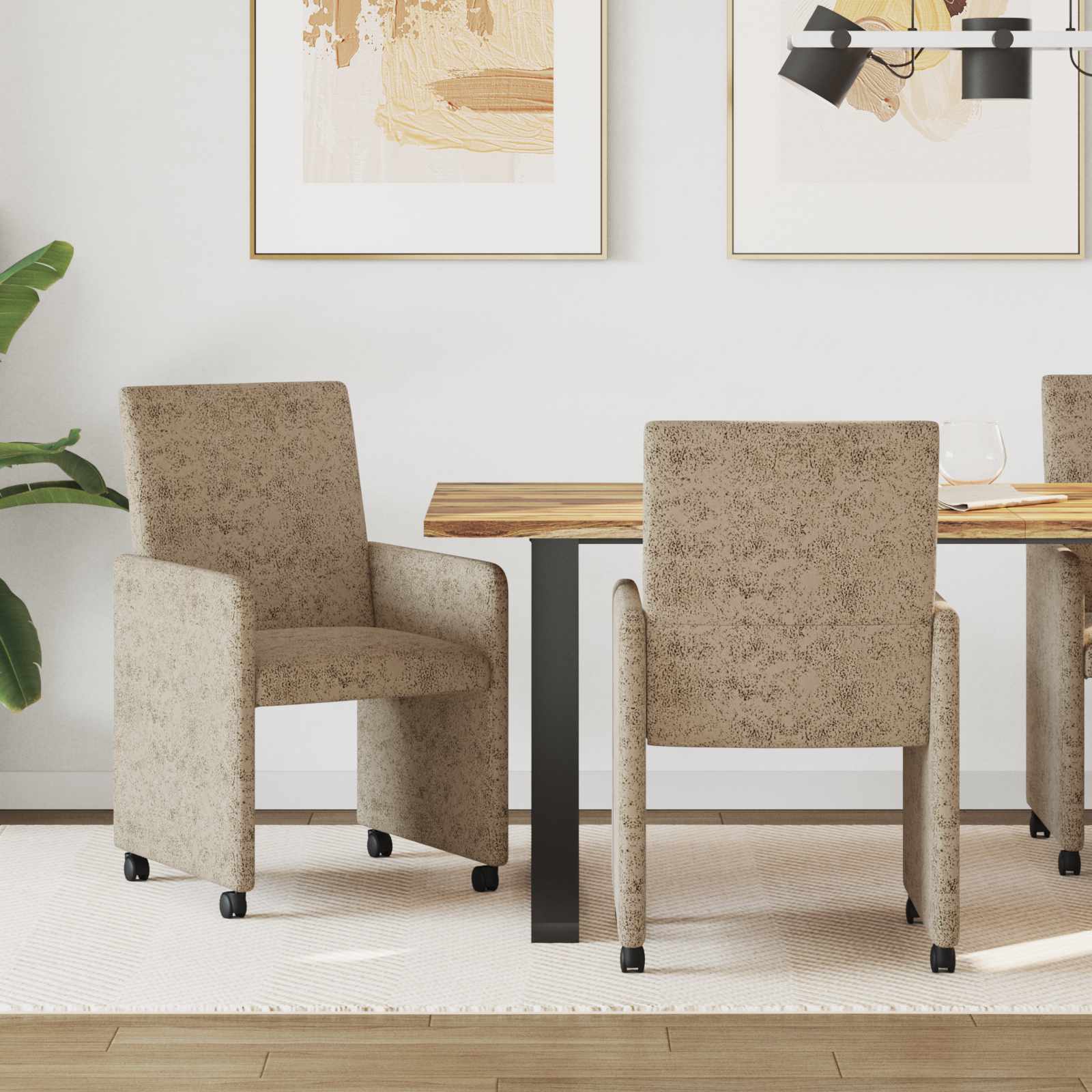 Esszimmerstühle mit Rollen 2 pcs Hellgrau 57 x 66 x 94 cm
