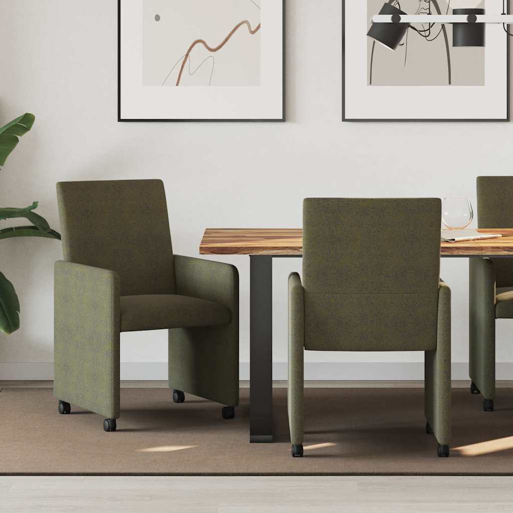 Esszimmerstühle mit Rollen 2 pcs Armeegrün 57 x 66 x 94 cm
