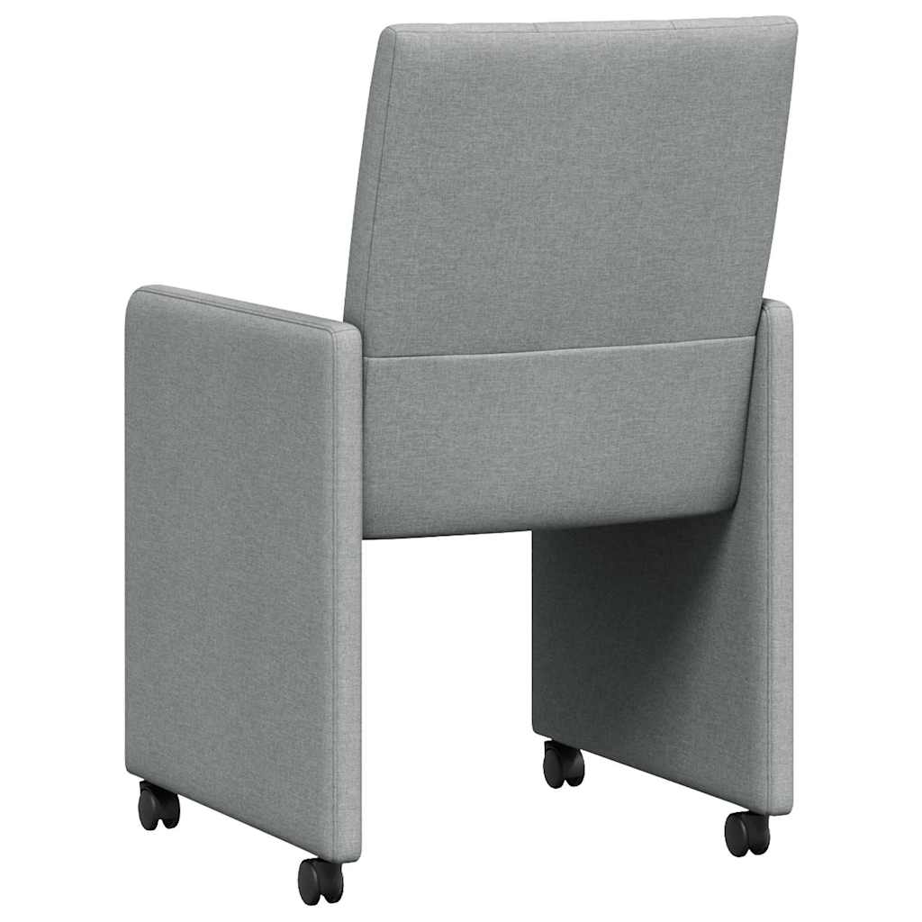 Esszimmerstühle mit Rollen 2 pcs Hellgrau 58 x 65 x 94 cm Stoff