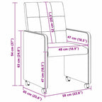 Esszimmerstühle mit Rollen 2 pcs Hellgrau 58 x 65 x 94 cm Stoff