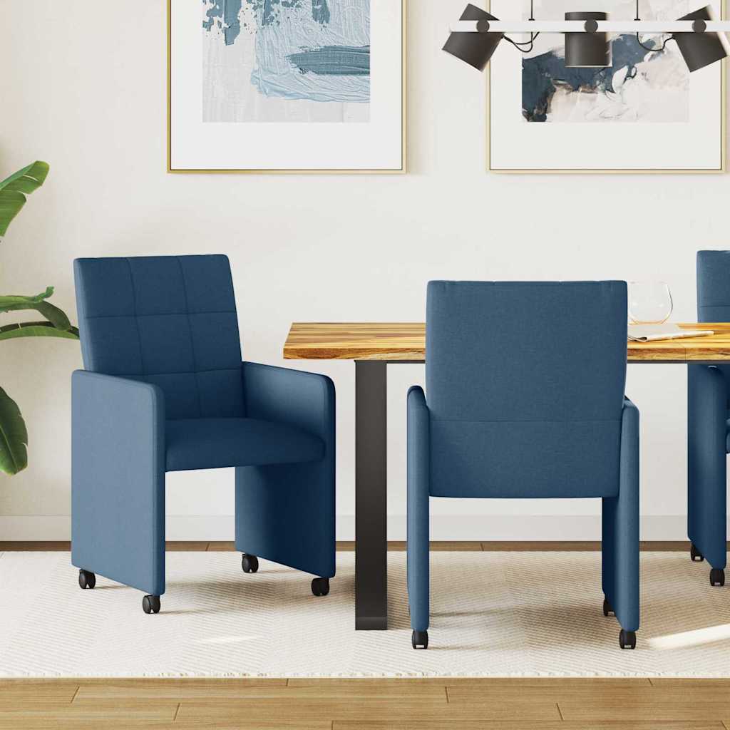 Esszimmerstühle mit Rollen 2 pcs Blau 58 x 65 x 94 cm Stoff