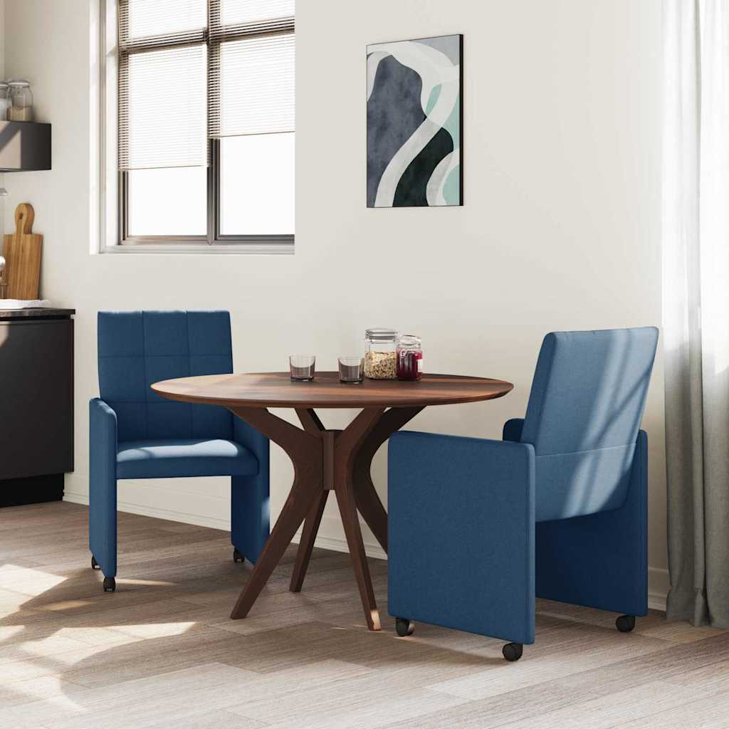 Esszimmerstühle mit Rollen 2 pcs Blau 58 x 65 x 94 cm Stoff