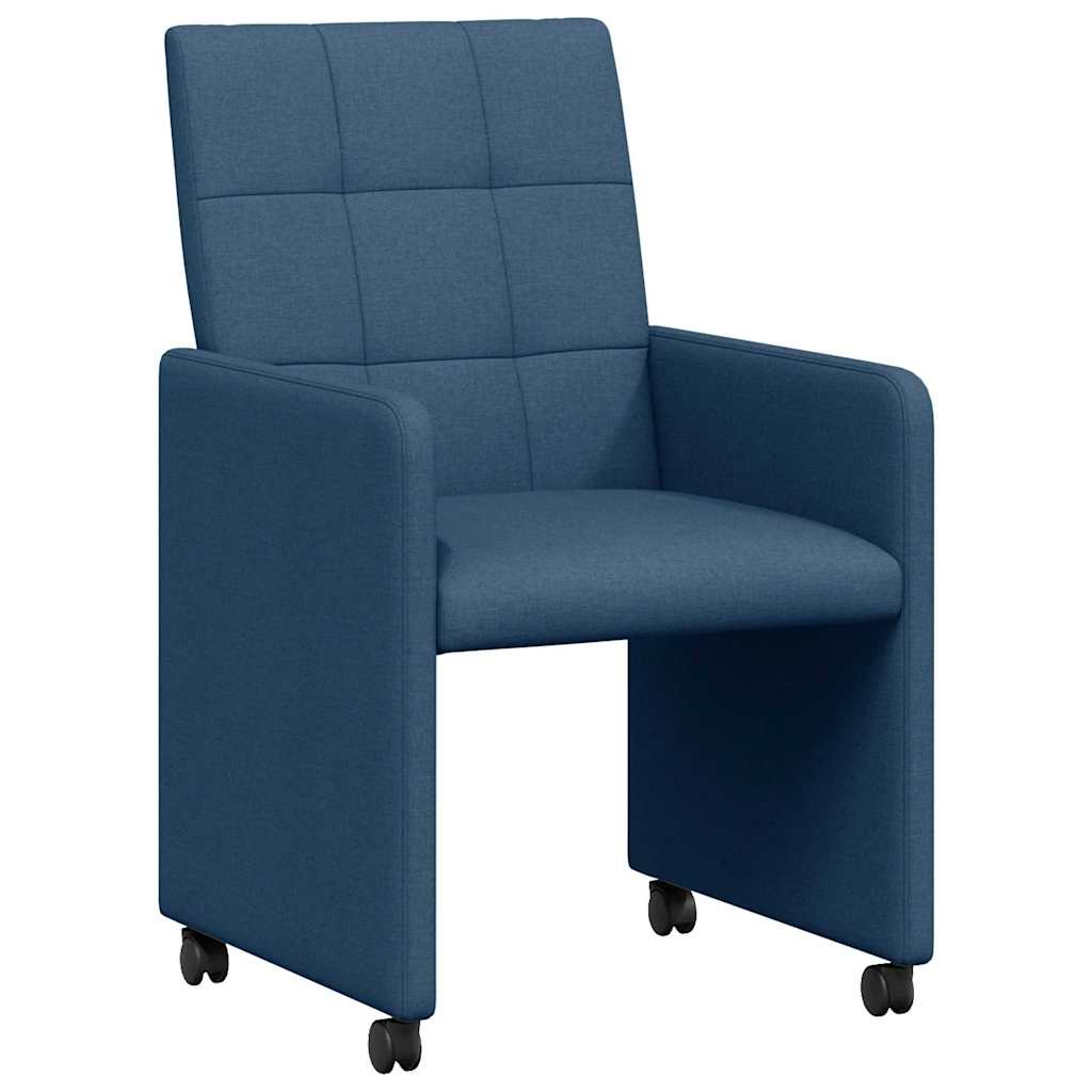 Esszimmerstühle mit Rollen 2 pcs Blau 58 x 65 x 94 cm Stoff