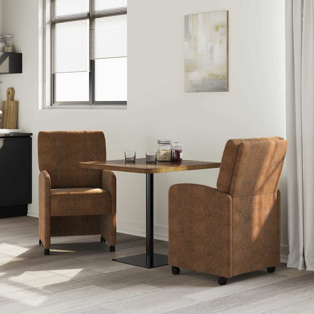 Esszimmerstühle mit Rollen 2 pcs Braun 57 x 67 x 95 cm
