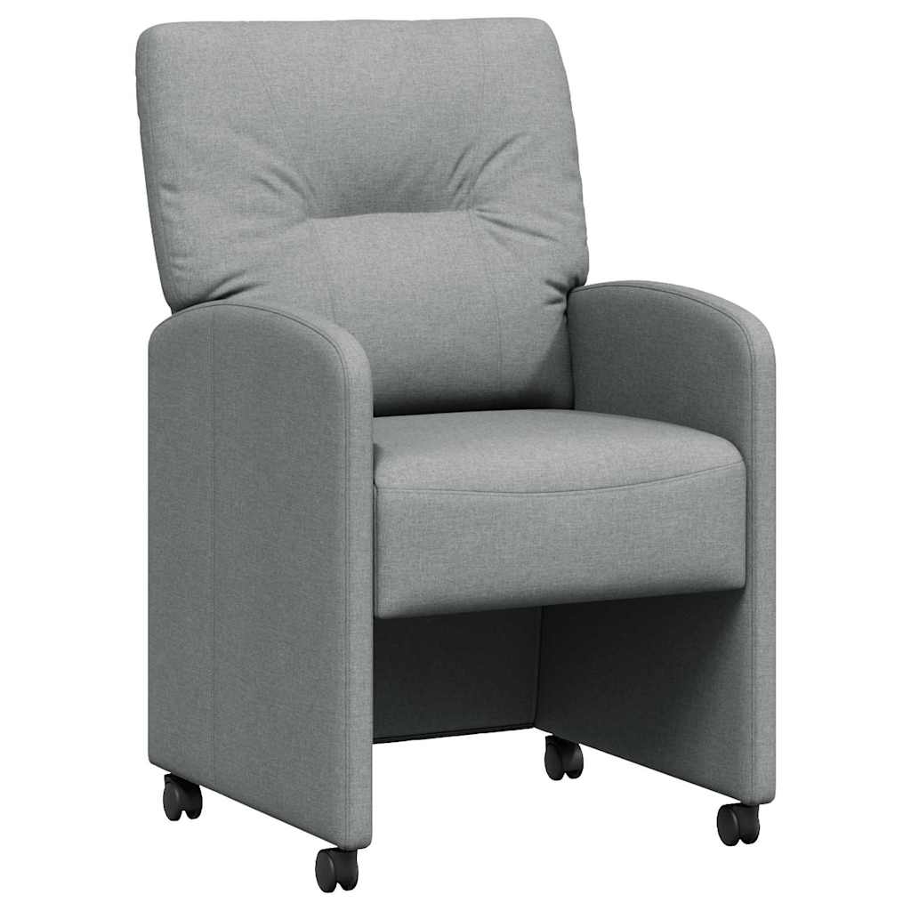 Esszimmerstühle mit Rollen 2 pcs Hellgrau 57 x 67 x 95 cm Stoff