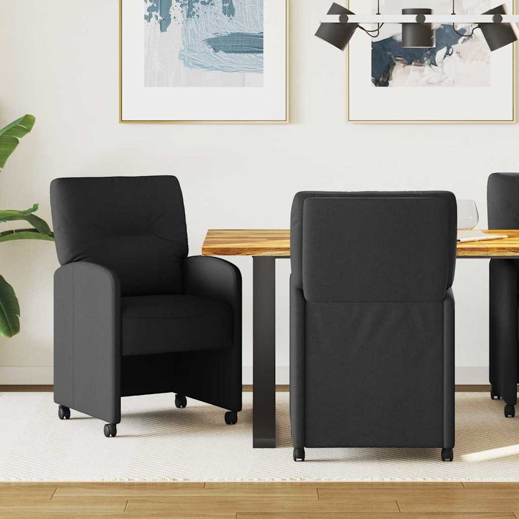 Esszimmerstühle mit Rollen 2 pcs Schwarz 57 x 67 x 95 cm Stoff