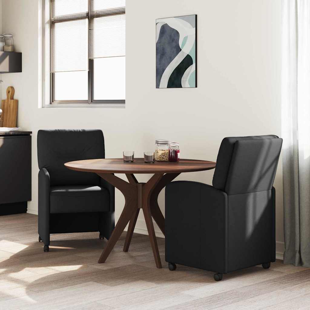 Esszimmerstühle mit Rollen 2 pcs Schwarz 57 x 67 x 95 cm Stoff