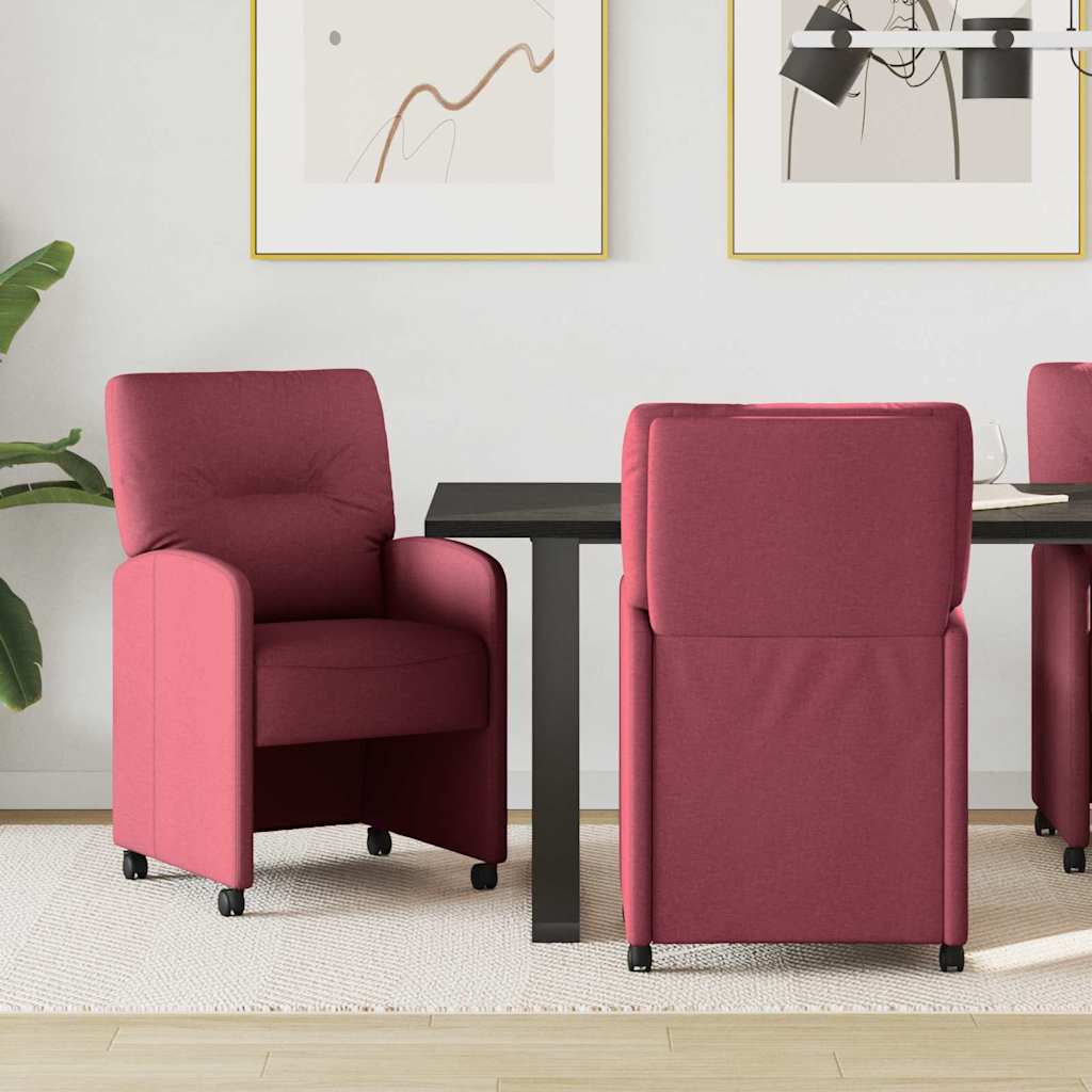 Esszimmerstühle mit Rollen 2 pcs Weinrot 57 x 67 x 95 cm Stoff