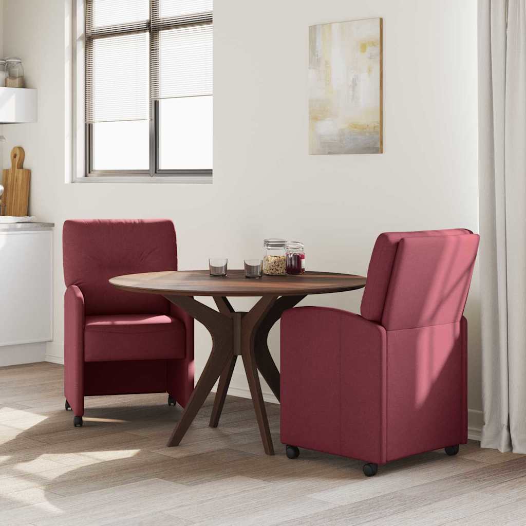 Esszimmerstühle mit Rollen 2 pcs Weinrot 57 x 67 x 95 cm Stoff