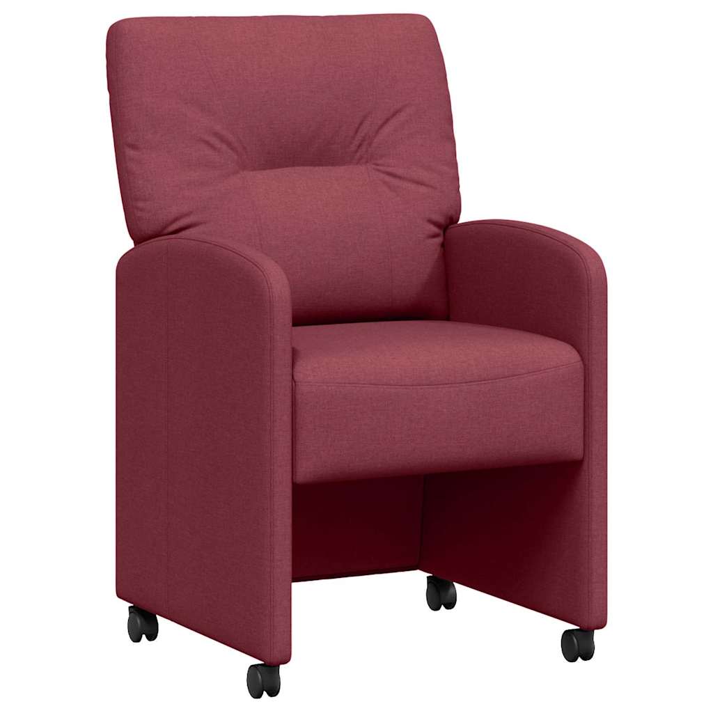Esszimmerstühle mit Rollen 2 pcs Weinrot 57 x 67 x 95 cm Stoff