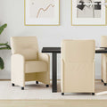Esszimmerstühle mit Rollen 2 pcs Creme 57 x 67 x 95 cm Stoff