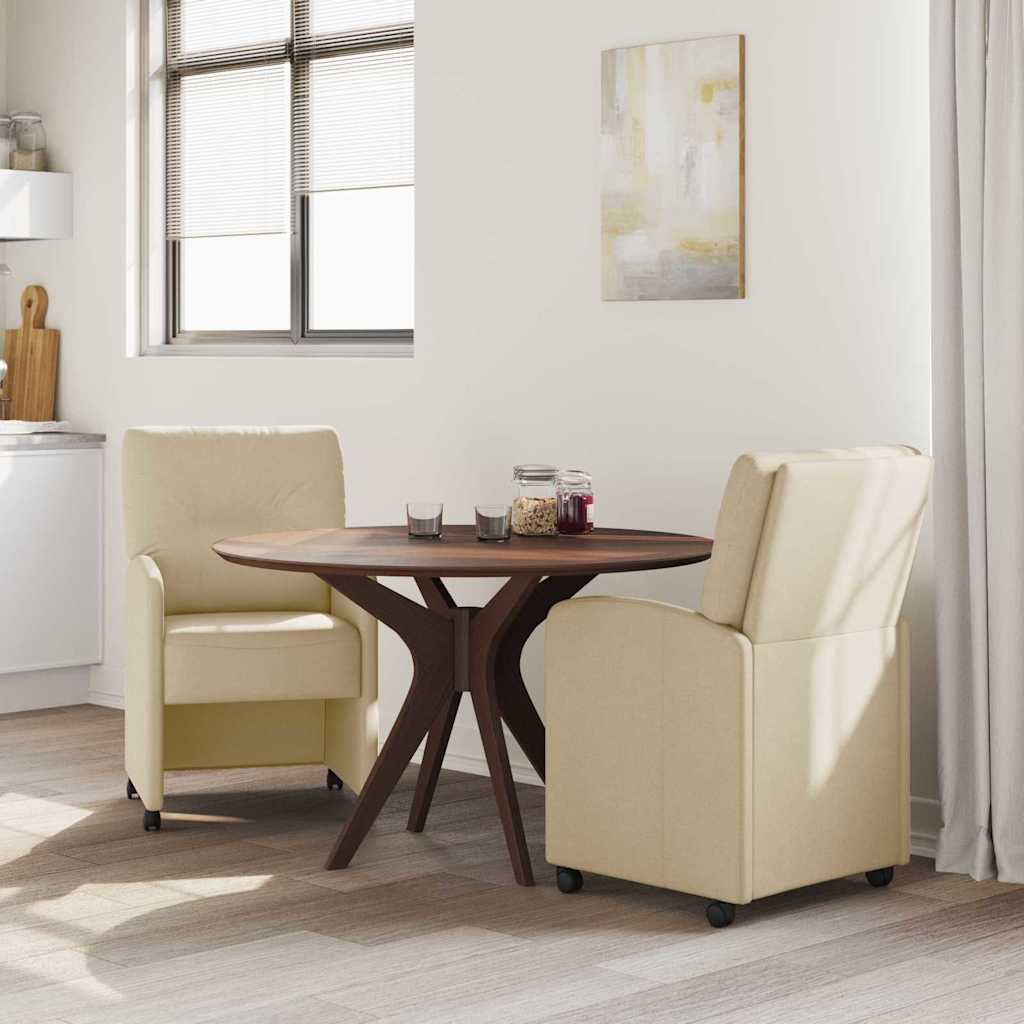 Esszimmerstühle mit Rollen 2 pcs Creme 57 x 67 x 95 cm Stoff