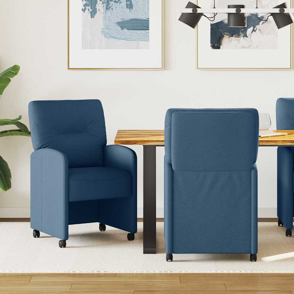 Esszimmerstühle mit Rollen 2 pcs Blau 57 x 67 x 95 cm Stoff