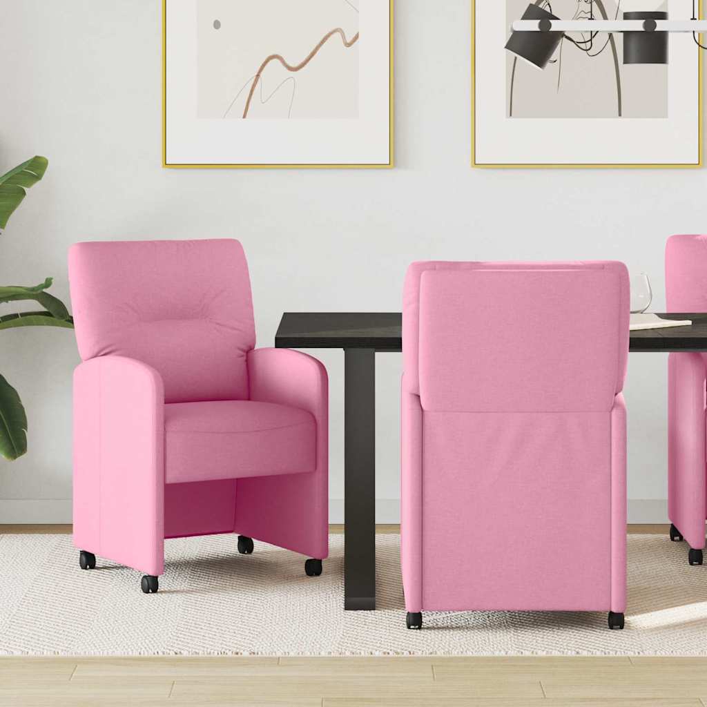 Esszimmerstühle mit Rollen 2 pcs Rosa 57 x 67 x 95 cm Stoff