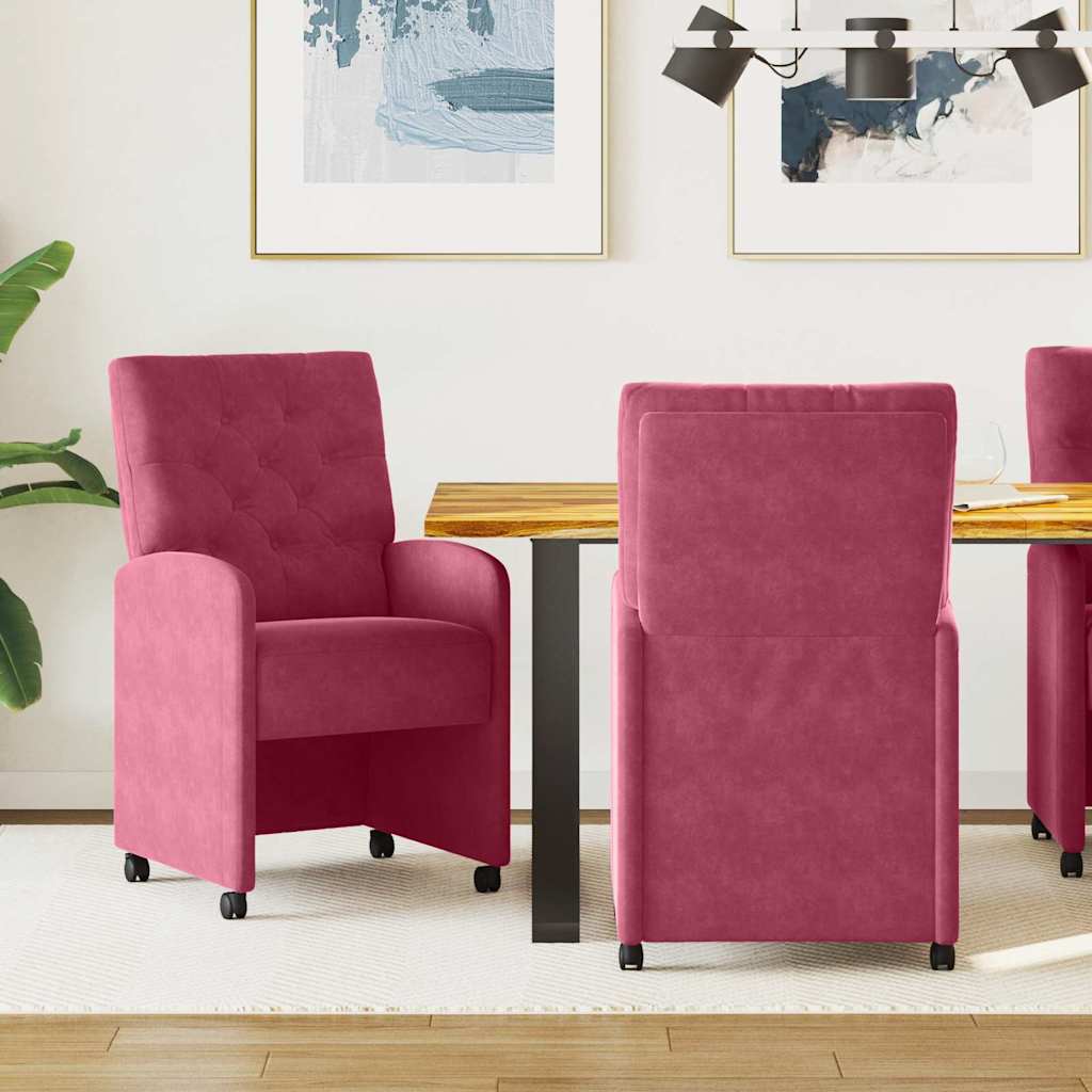 Esszimmerstühle mit Rollen 2 pcs Weinrot 58 x 67 x 97 cm Samt