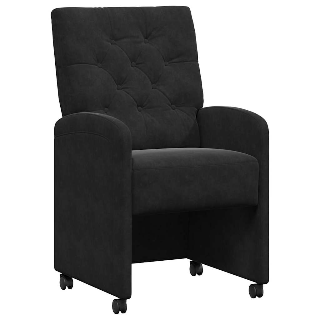 Esszimmerstühle mit Rollen 2 pcs Schwarz 58 x 67 x 97 cm Samt