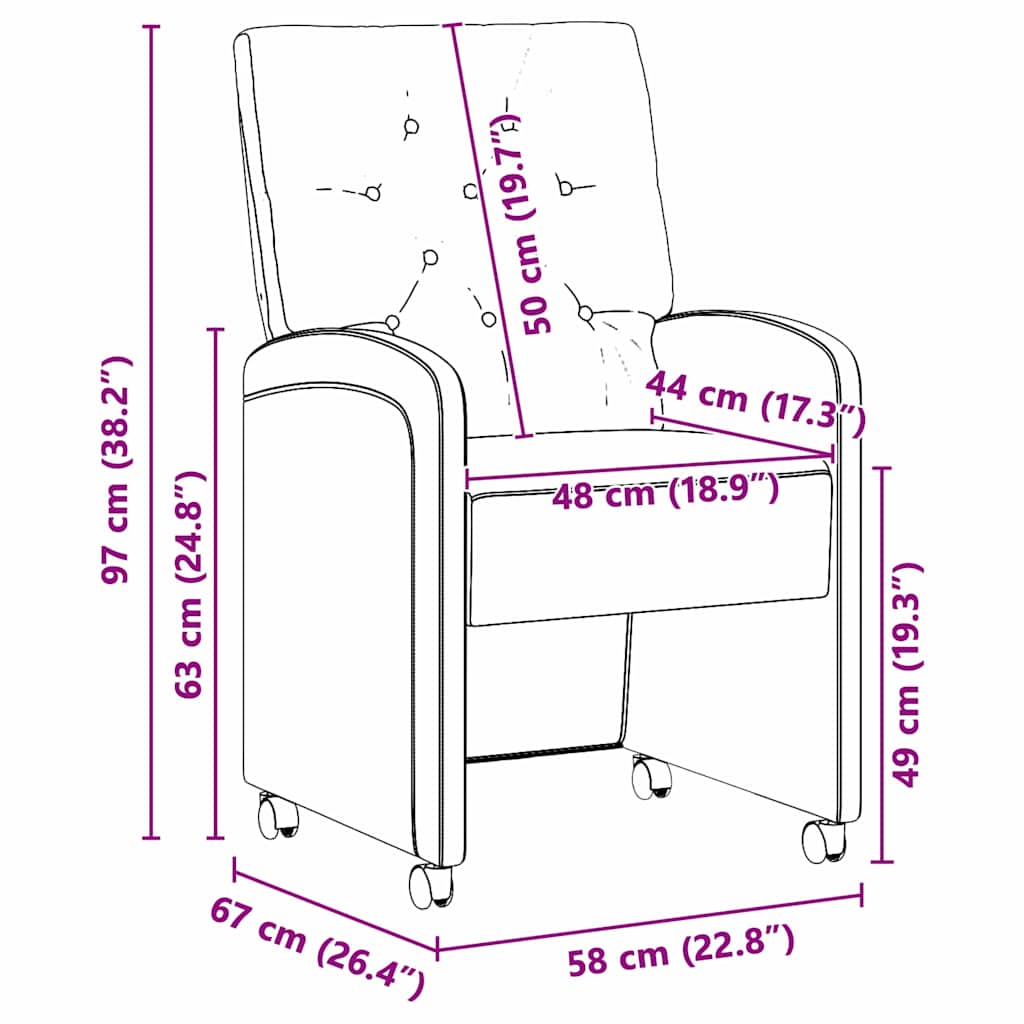Esszimmerstühle mit Rollen 2 pcs Gelb 58 x 67 x 97 cm Samt