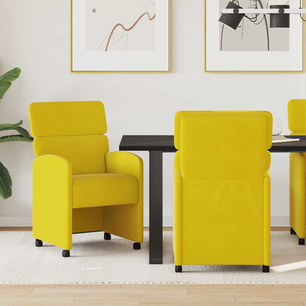 Esszimmerstühle mit Rollen 2 pcs Gelb 58 x 65 x 98 cm Samt