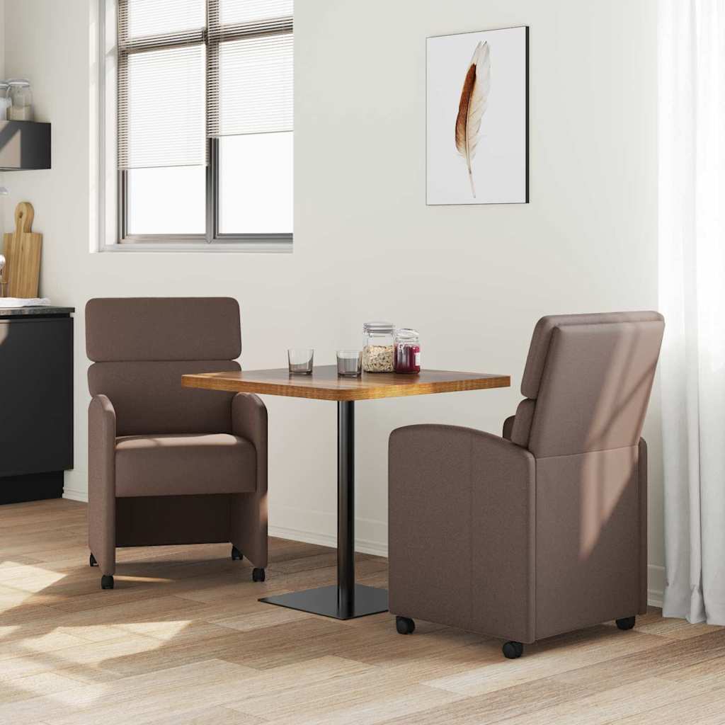 Esszimmerstühle mit Rollen 2 pcs Braun 58 x 65 x 98 cm