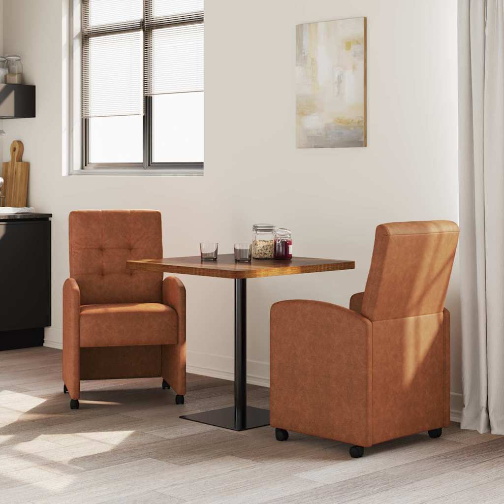 Esszimmerstühle mit Rollen 2 pcs Braun 58 x 67 x 97 cm