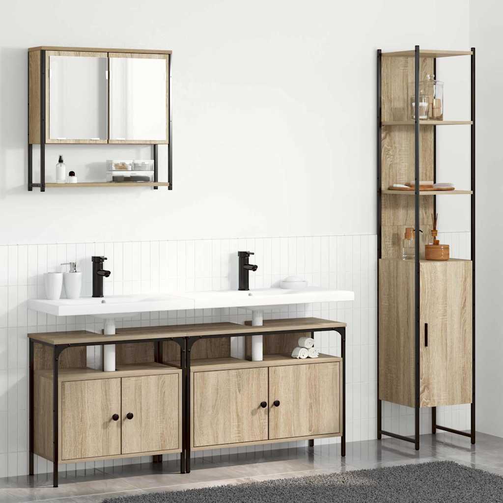 Badezimmermöbel-Set mit Regal 4 pcs Sonoma-Eiche Holzwerkstoff