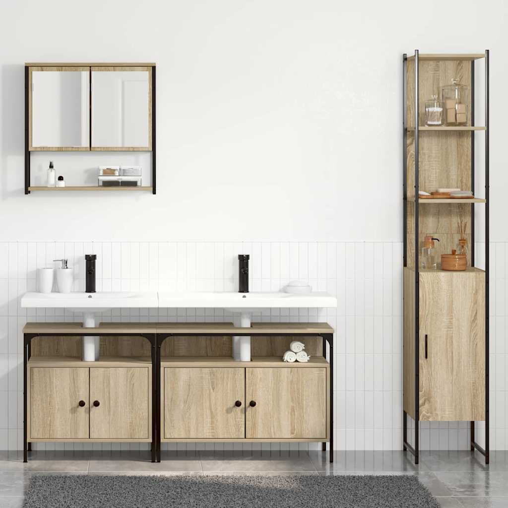 Badezimmermöbel-Set mit Regal 4 pcs Sonoma-Eiche Holzwerkstoff