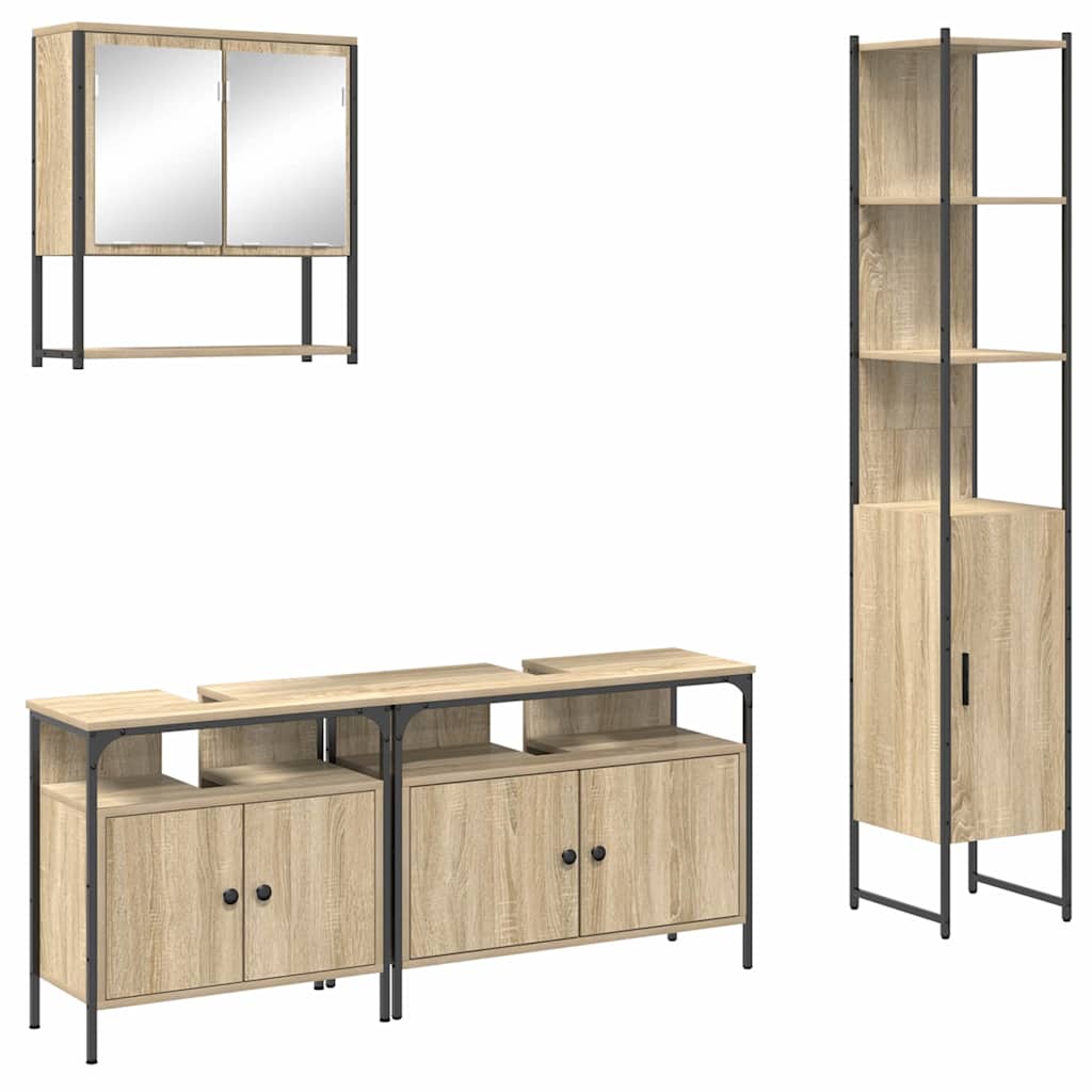 Badezimmermöbel-Set mit Regal 4 pcs Sonoma-Eiche Holzwerkstoff