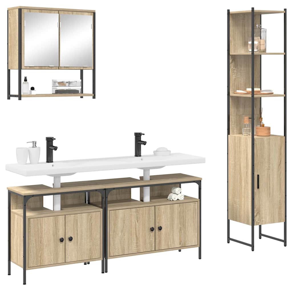 Badezimmermöbel-Set mit Regal 4 pcs Sonoma-Eiche Holzwerkstoff