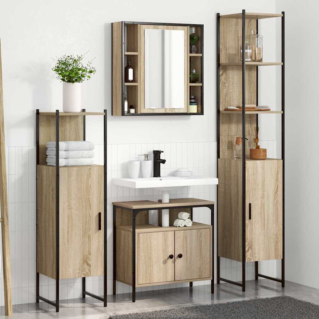 Badezimmermöbel-Set mit Regal 4 pcs Sonoma-Eiche Holzwerkstoff