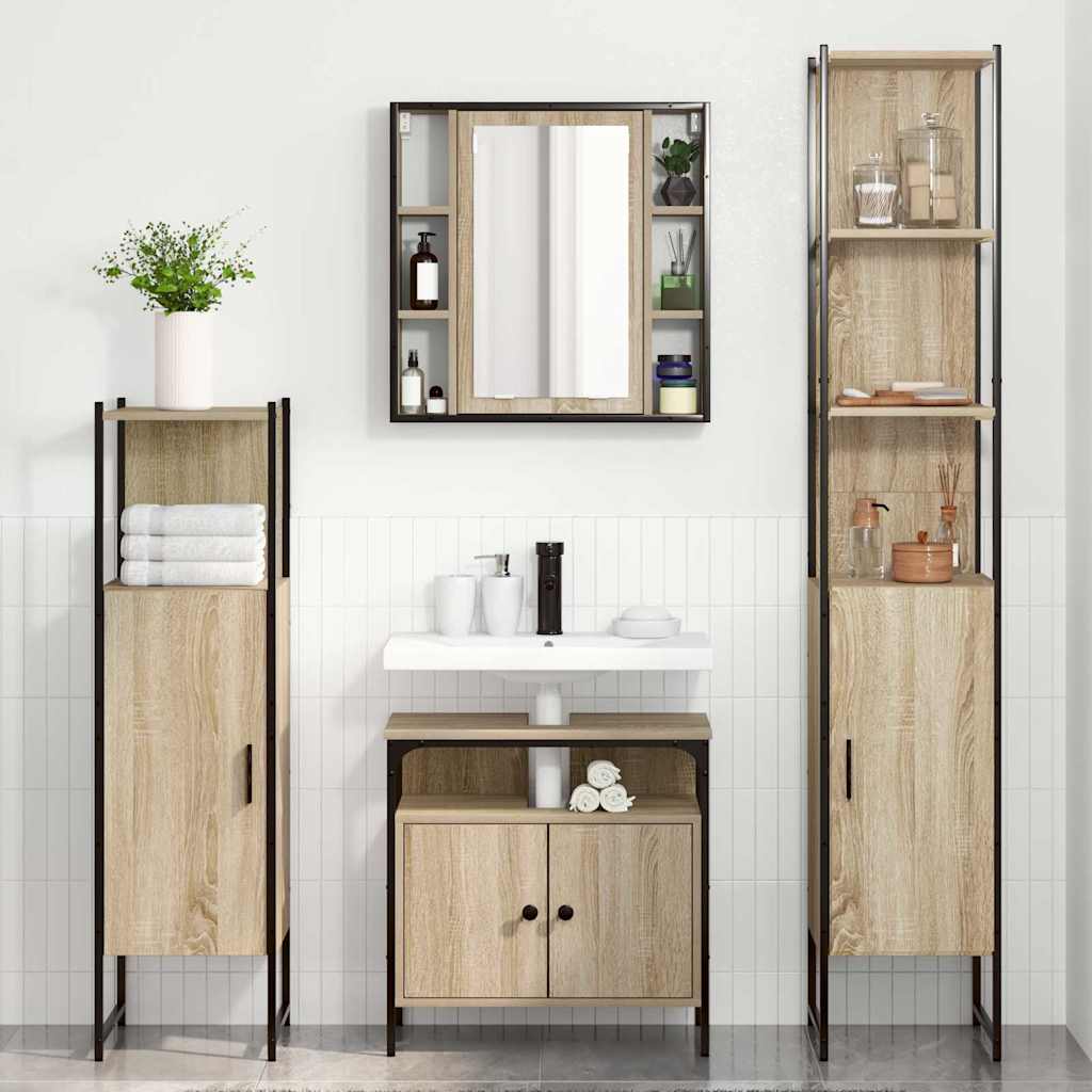 Badezimmermöbel-Set mit Regal 4 pcs Sonoma-Eiche Holzwerkstoff