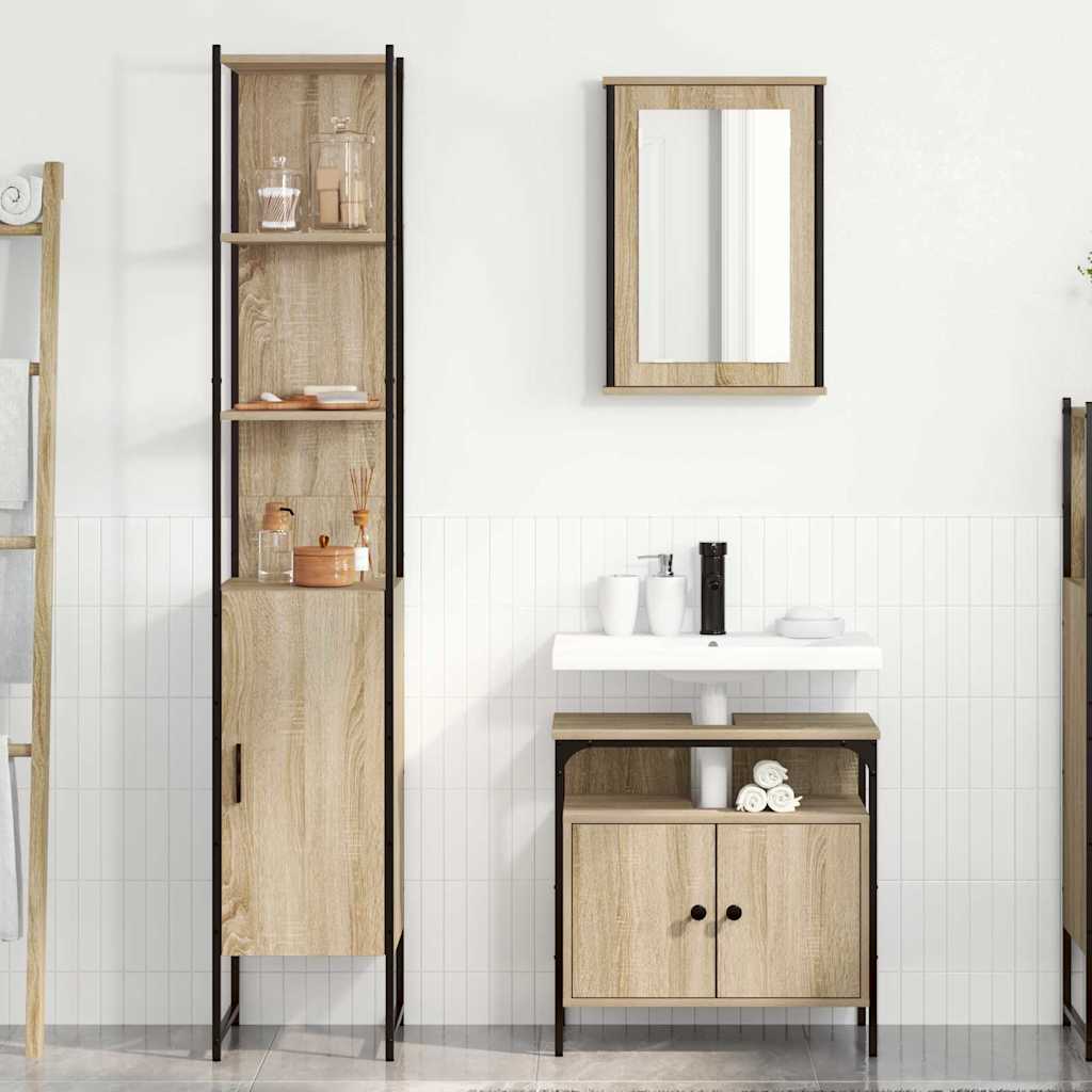 Badezimmermöbel-Set mit Regal 3 pcs Sonoma-Eiche Holzwerkstoff
