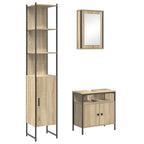 Badezimmermöbel-Set mit Regal 3 pcs Sonoma-Eiche Holzwerkstoff